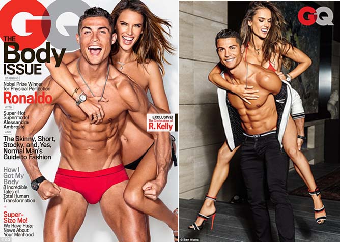 Duet Seksi Ronaldo dan Alessandra Ambrosio di Sampul GQ